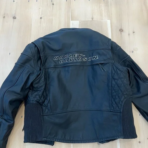 Harley-Davidson Black Leather Padded Riding Jacket